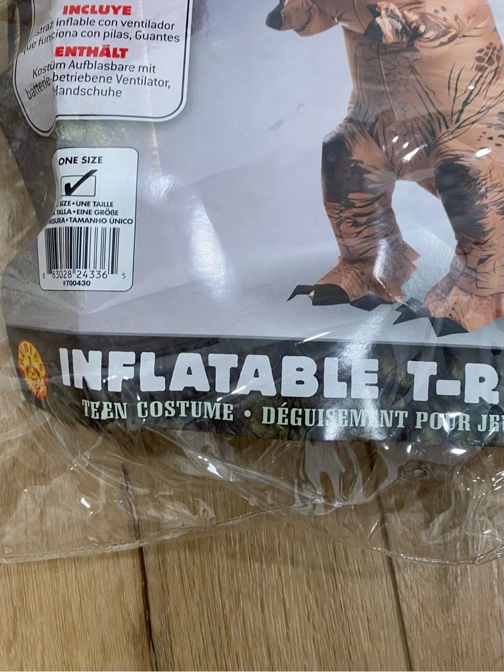 Rubie’s Jurassic Age T-Rex Inflatable Teen Costume One Size Dinosaur Halloween